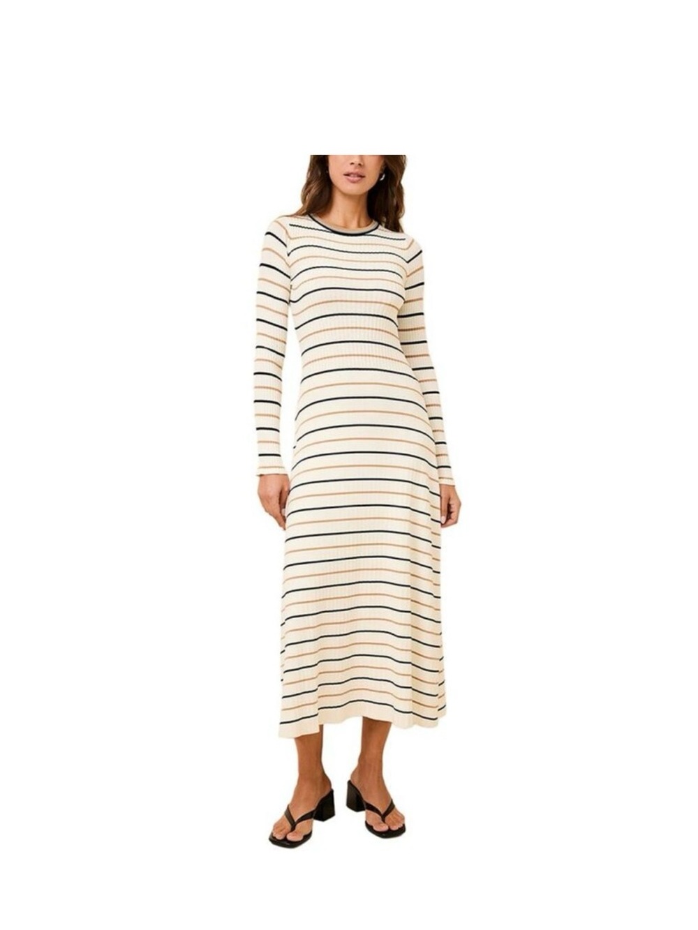 Solid & Striped Cream Striped Long Sleeve The Dora Dress